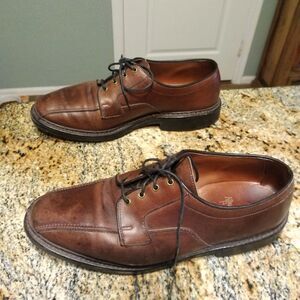 Allen Edmonds Leather Mapleton Bicycle Toe Shoes Men's 10 D Brown Leather Derby